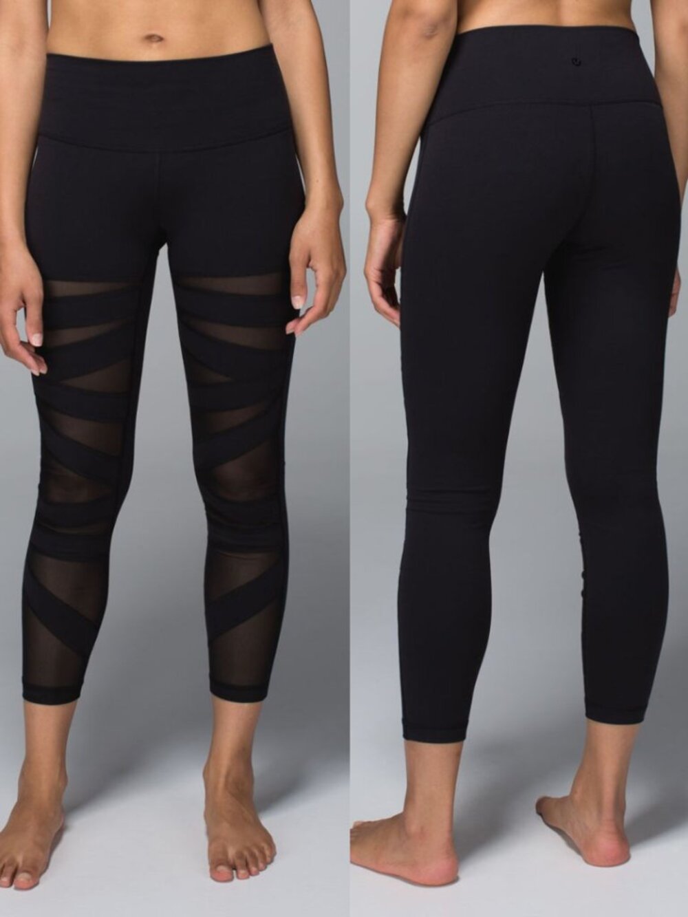 Lululemon Black Luon Tech Mesh High Times 7/8 Tights